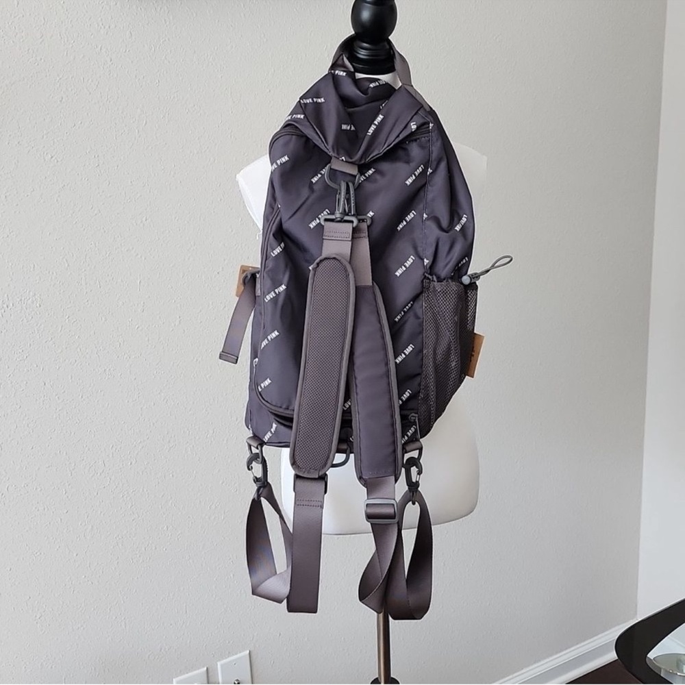 Victoria's Secret Backpack Campus‎ Duffel Bag Grey Love Pink Logo Convertible - Picture 7 of 9
